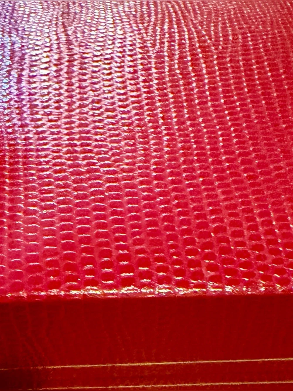 Red Faux Leather Jewelry Box, Foldout with Gold Trim for Travel or Home